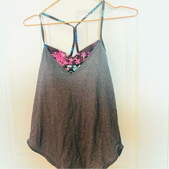 EUC Lululemon Roll Out Tank in Heathered Black / Petal Pop 2 - Picture 4 of 7